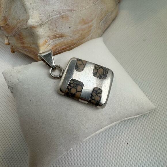 Vintage Sterling Silver 925 Mexican Pendant 1" Boho Western Art to Wear Hippie - Picture 3 of 9